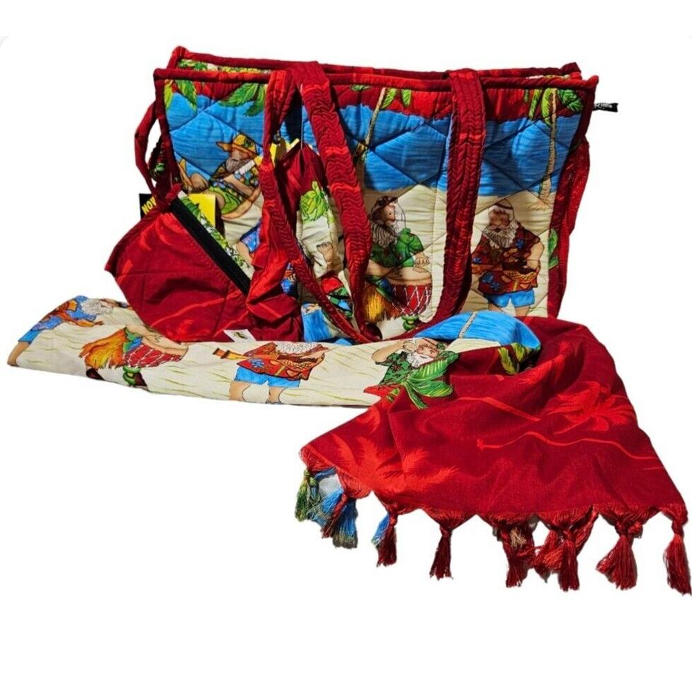Rima Christmas Beach Bag With Shawl, Pouch & Scrunchi Bottle Holder 3 Piece NEW